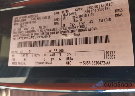 2018 Ford F-150 Lariat from USA, damaged, VIN 1FTEW1CP7JKE92549